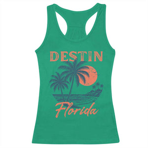 Vintage Destin Florida Beach Racerback Tank Top Sunset Palm Tree Graphic TS12 Irish Green Print Your Wear