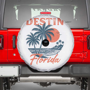 Vintage Destin Florida Beach Spare Tire Cover Sunset Palm Tree Graphic TS12 White Print Your Wear