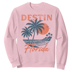 Vintage Destin Florida Beach Sweatshirt Sunset Palm Tree Graphic