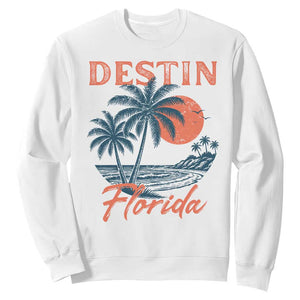 Vintage Destin Florida Beach Sweatshirt Sunset Palm Tree Graphic