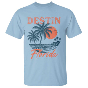 Vintage Destin Florida Beach T Shirt Sunset Palm Tree Graphic