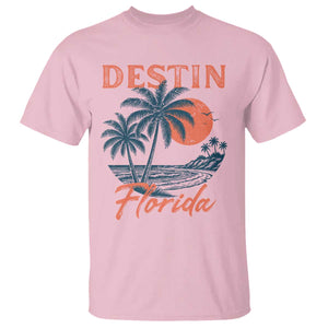 Vintage Destin Florida Beach T Shirt Sunset Palm Tree Graphic