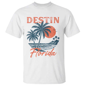 Vintage Destin Florida Beach T Shirt Sunset Palm Tree Graphic