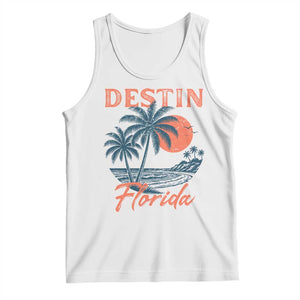 Vintage Destin Florida Beach Tank Top Sunset Palm Tree Graphic TS12 White Print Your Wear