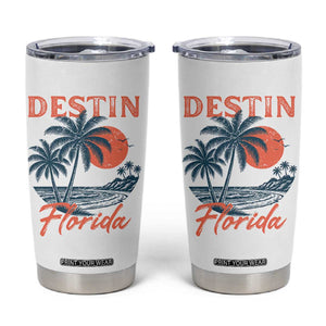 Vintage Destin Florida Beach Tumbler Cup Sunset Palm Tree Graphic TS12 White Print Your Wear