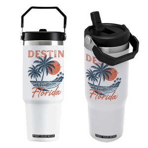Vintage Destin Florida Beach Flip Straw Tumbler Sunset Palm Tree Graphic TS12 One Size: 30 oz White Print Your Wear