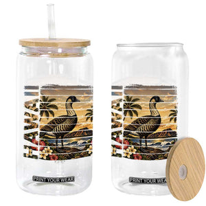 Hawaii Tropical Bird Glass Can Summer Island Vacation Gift