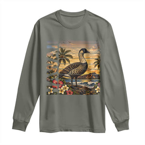 Hawaii Tropical Bird Long Sleeve Shirt Summer Island Vacation Gift TS12 Military Green Print Your Wear