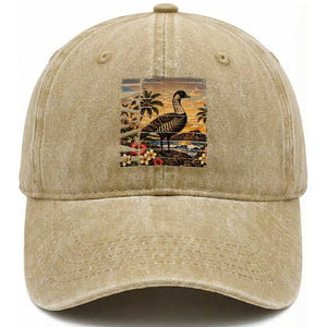 Hawaii Tropical Bird Washed Cotton Baseball Cap Summer Island Vacation Gift TS12 Print Your Wear