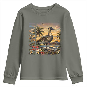 Hawaii Tropical Bird Youth Sweatshirt Summer Island Vacation Gift TS12 Military Green Print Your Wear
