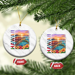 Hawaii Sea Turtle Ceramic Ornament Tropical Sunset Island Vacation Gift