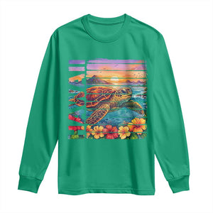 Hawaii Sea Turtle Long Sleeve Shirt Tropical Sunset Island Vacation Gift TS12 Irish Green Print Your Wear