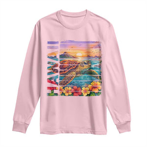 Hawaii Sea Turtle Long Sleeve Shirt Tropical Sunset Island Vacation Gift TS12 Light Pink Print Your Wear