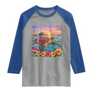 Hawaii Sea Turtle Raglan Shirt Tropical Sunset Island Vacation Gift TS12 Sport Gray Royal Print Your Wear