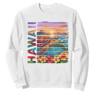 Hawaii Sea Turtle Sweatshirt Tropical Sunset Island Vacation Gift