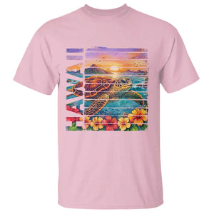 Hawaii Sea Turtle T Shirt Tropical Sunset Island Vacation Gift TS12 Light Pink Print Your Wear