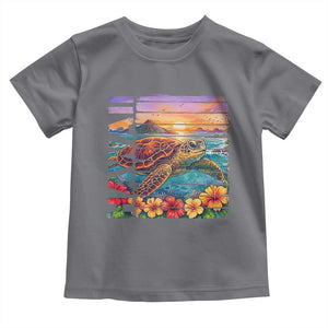 Hawaii Sea Turtle Toddler T Shirt Tropical Sunset Island Vacation Gift TS12 Charcoal Print Your Wear