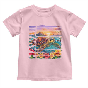 Hawaii Sea Turtle Toddler T Shirt Tropical Sunset Island Vacation Gift TS12 Light Pink Print Your Wear