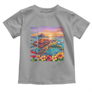 Hawaii Sea Turtle Toddler T Shirt Tropical Sunset Island Vacation Gift TS12 Sport Gray Print Your Wear