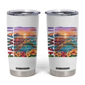 Hawaii Sea Turtle Tumbler Cup Tropical Sunset Island Vacation Gift TS12 White Print Your Wear