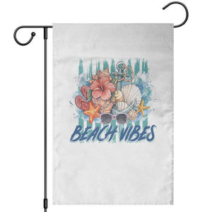 Beach Vibes Garden Flag Floral Seashell Coastal Vacation Graphic