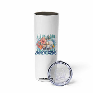 Beach Vibes Skinny Tumbler Floral Seashell Coastal Vacation Graphic TS12 Print Your Wear