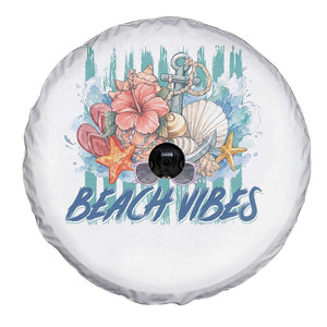 Beach Vibes Spare Tire Cover Floral Seashell Coastal Vacation Graphic TS12 Print Your Wear