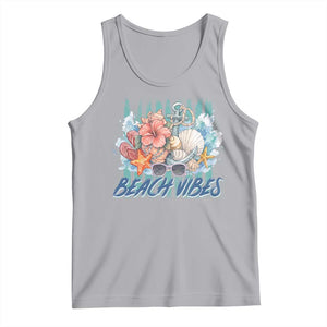 Beach Vibes Tank Top Floral Seashell Coastal Vacation Graphic TS12 Athletic Heather Print Your Wear