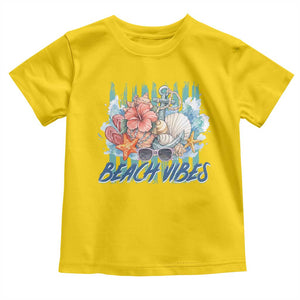 Beach Vibes Toddler T Shirt Floral Seashell Coastal Vacation Graphic TS12 Daisy Print Your Wear