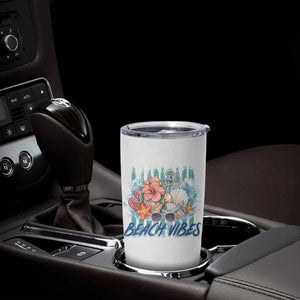 Beach Vibes Tumbler Cup Floral Seashell Coastal Vacation Graphic TS12 Print Your Wear
