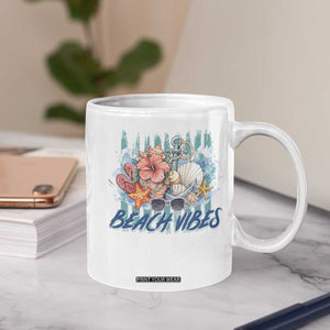 Beach Vibes Coffee Mug Floral Seashell Coastal Vacation Graphic TS12 Print Your Wear