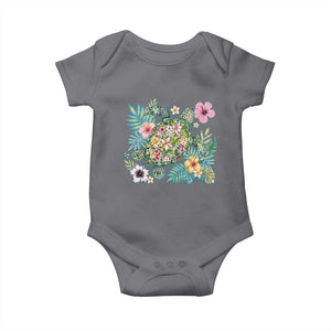 Floral Summer Turtle Baby Onesie Preppy Tropical Coastal Beach Graphic TS12 Charcoal Print Your Wear
