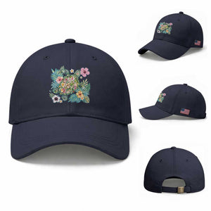 Floral Summer Turtle Baseball Cap Preppy Tropical Coastal Beach Graphic TS12 Baseball Cap Universal Fit Navy Print Your Wear