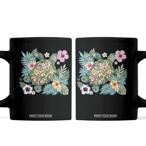Floral Summer Turtle Coffee Mug Preppy Tropical Coastal Beach Graphic