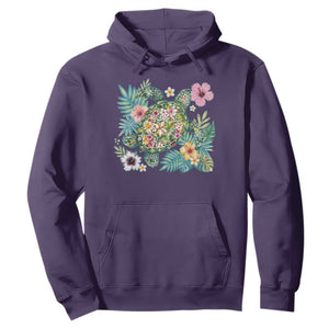 Floral Summer Turtle Hoodie Preppy Tropical Coastal Beach Graphic TS12 Purple Print Your Wear