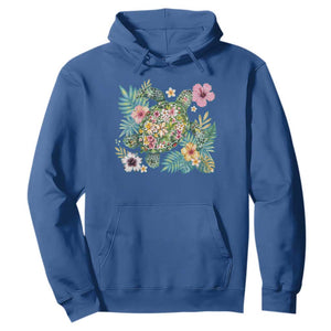 Floral Summer Turtle Hoodie Preppy Tropical Coastal Beach Graphic TS12 Royal Blue Print Your Wear