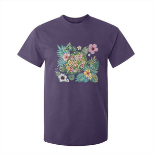 Floral Summer Turtle T Shirt For Kid Preppy Tropical Coastal Beach Graphic TS12 Purple Print Your Wear