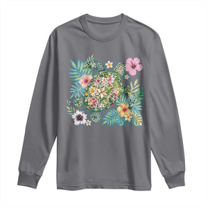 Floral Summer Turtle Long Sleeve Shirt Preppy Tropical Coastal Beach Graphic