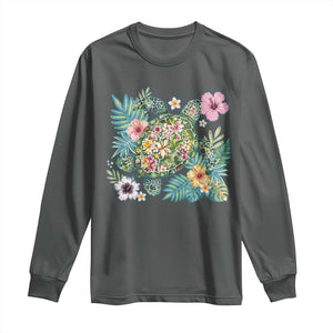 Floral Summer Turtle Long Sleeve Shirt Preppy Tropical Coastal Beach Graphic