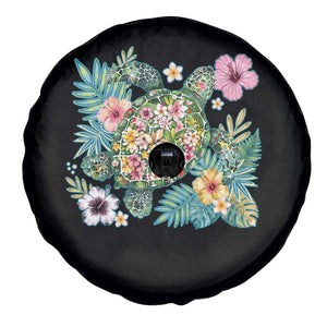 Floral Summer Turtle Spare Tire Cover Preppy Tropical Coastal Beach Graphic TS12 Print Your Wear