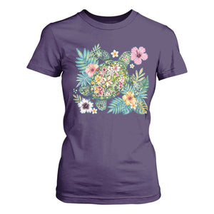 Floral Summer Turtle T Shirt For Women Preppy Tropical Coastal Beach Graphic TS12 Purple Print Your Wear