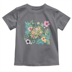 Floral Summer Turtle Toddler T Shirt Preppy Tropical Coastal Beach Graphic TS12 Charcoal Print Your Wear