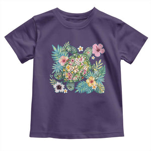 Floral Summer Turtle Toddler T Shirt Preppy Tropical Coastal Beach Graphic TS12 Purple Print Your Wear