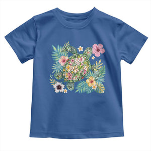 Floral Summer Turtle Toddler T Shirt Preppy Tropical Coastal Beach Graphic TS12 Royal Blue Print Your Wear