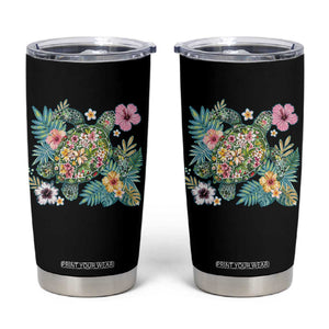 Floral Summer Turtle Tumbler Cup Preppy Tropical Coastal Beach Graphic TS12 Black Print Your Wear