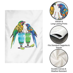 Hawaiian Parrots Drinking Margaritas Garden Flag Beach Vacation Gift