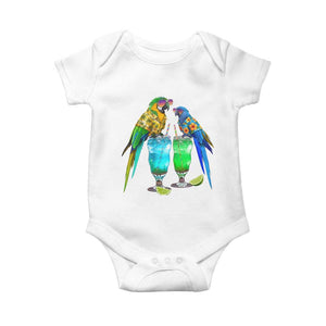 Hawaiian Parrots Drinking Margaritas Baby Onesie Beach Vacation Gift TS12 White Print Your Wear