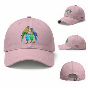 Hawaiian Parrots Drinking Margaritas Baseball Cap Beach Vacation Gift TS12 Baseball Cap Universal Fit Light Pink Print Your Wear