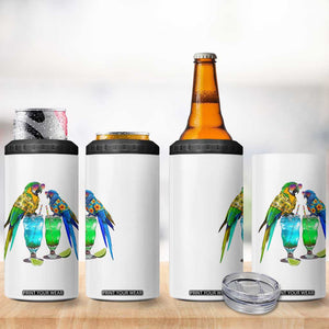 Hawaiian Parrots Drinking Margaritas 4 in 1 Can Cooler Tumbler Beach Vacation Gift TS12 Print Your Wear