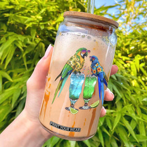 Hawaiian Parrots Drinking Margaritas Glass Can Beach Vacation Gift TS12 White Print Your Wear